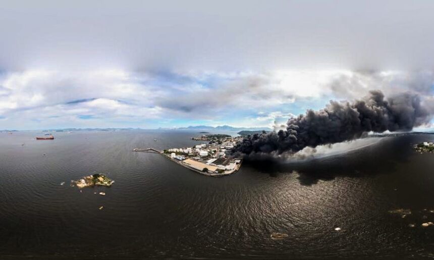 Após incêndio em fábrica, Inea teme vazamento de óleo na Guanabara